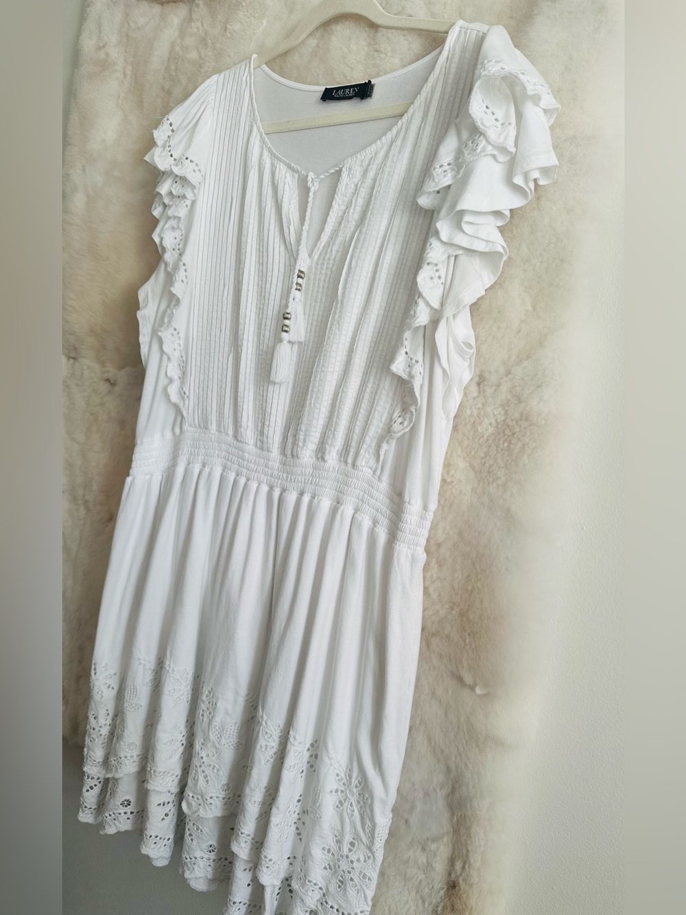 Ralph Lauren White Knit Top with Black Logo Tag